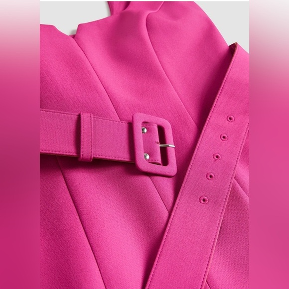 Melanie Lyne Pink Flared Tulip Hem Belted Dress - Size 6 - Picture 2 of 13